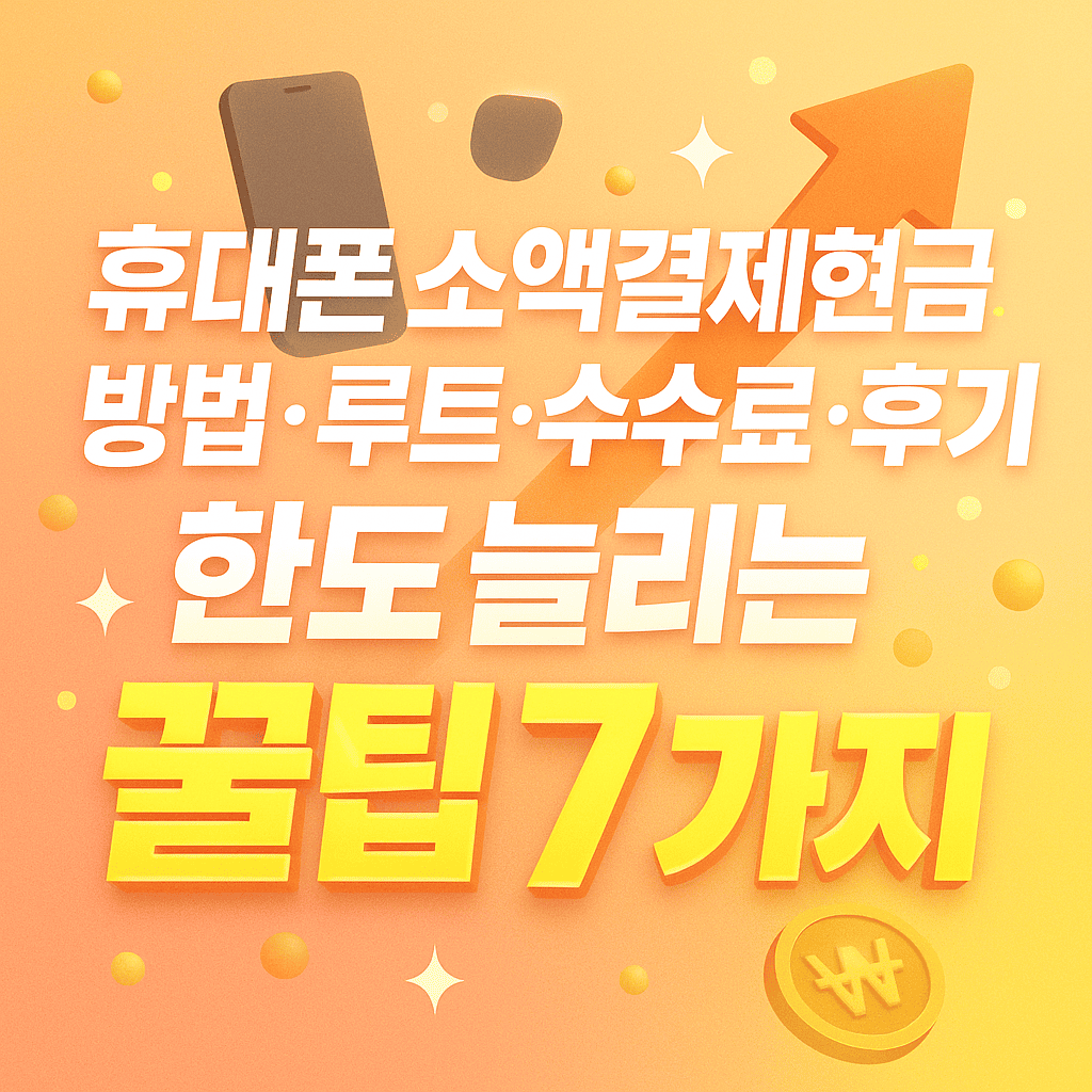휴대폰 소액결제현금화 방법·루트·수수료·후기 총정리 한도 늘리는 실전 꿀팁 7가지
